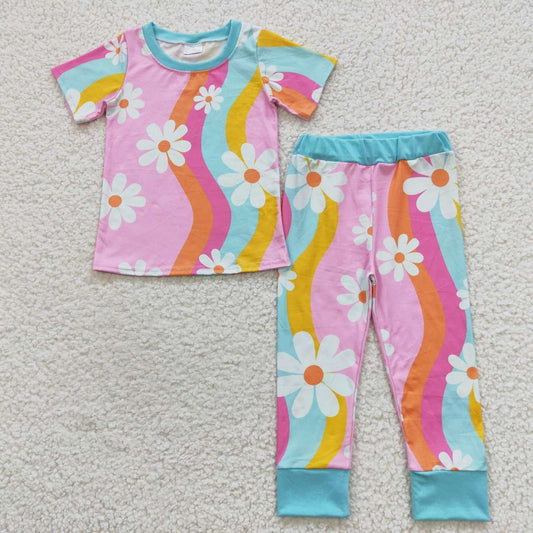 GSPO0720 flowers western short sleeve children girl outfit pajamas  20230628 RTS