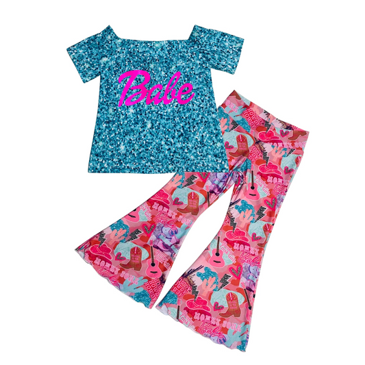 GSPO0725 western barbie short sleeve children girl outfit preorder 20230530