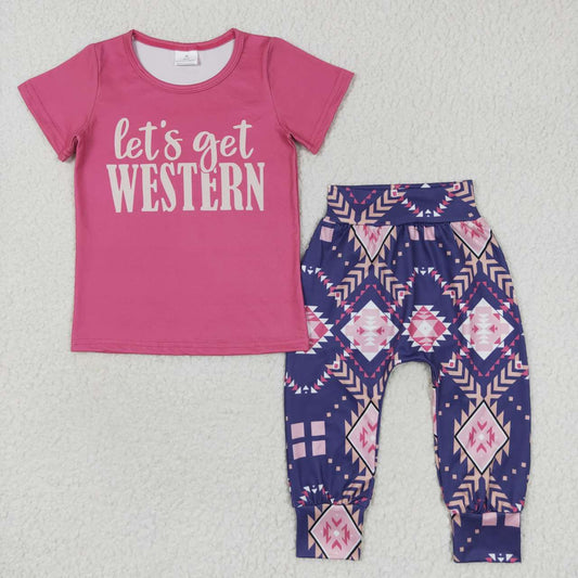 GSPO0727 western pattern short sleeve children girl outfit RTS 20230927