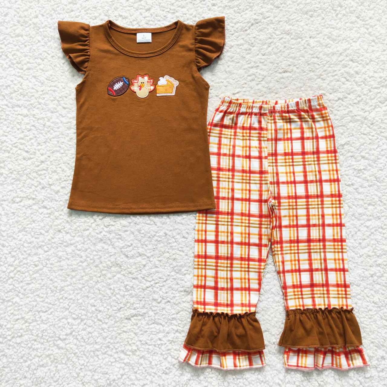 BSPO0143 turkey embroidery cotton thanks giving short sleeve boy outfit 20230904