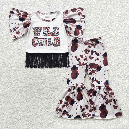 GSPO0773 western wild world long sleeve tassel girl boy pajamas outfit RTS 20230821