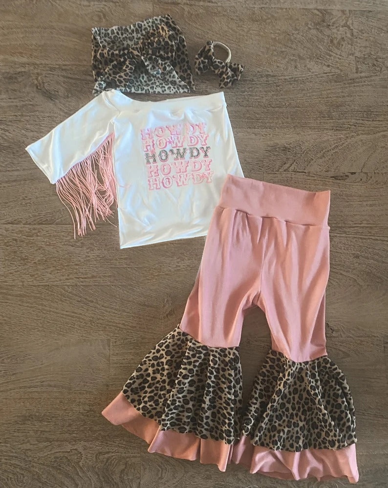 GSPO0784 preorder western off shoulder tassel long sleeve pants girl outfit 20230706