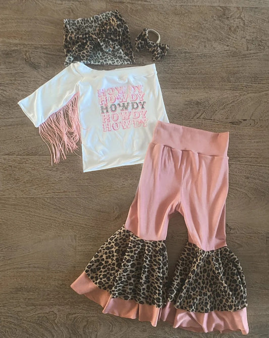 GSPO0784 preorder western off shoulder tassel long sleeve pants girl outfit 20230706