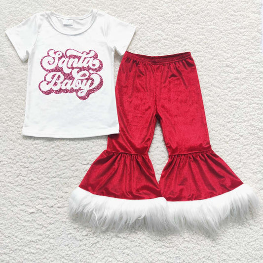 GSPO0791 velvet pant Christmas santa long sleeve girl outfit 20230831  RTS