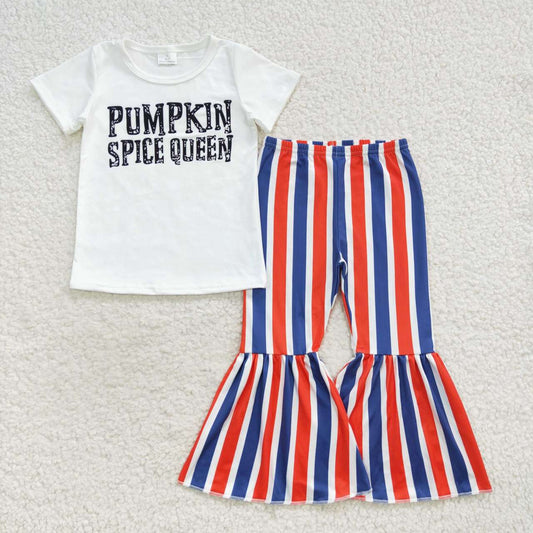 GSPO0794 halloween short sleeve western stripe orange pants girl outfit 20230812 RTS