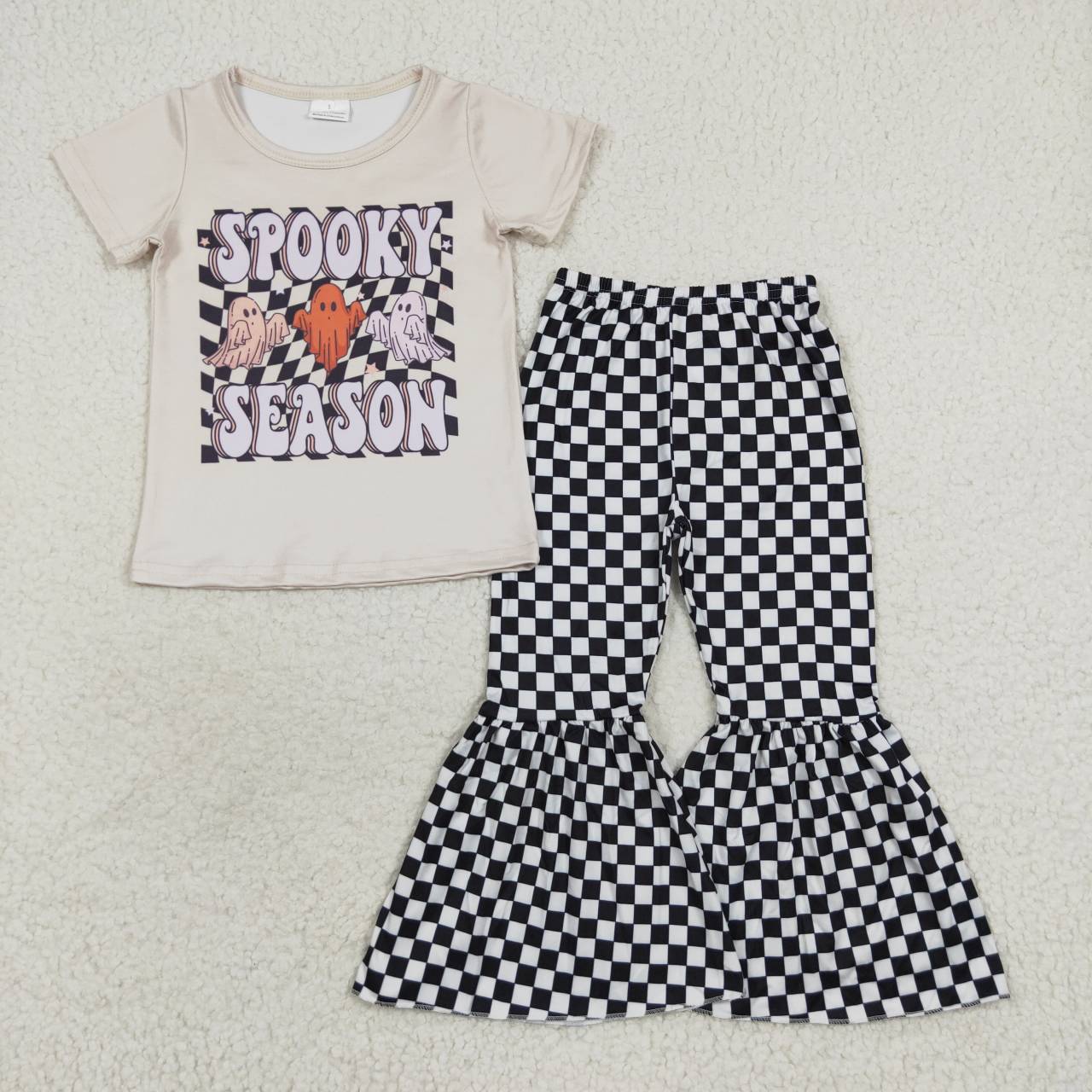 GSPO0804 halloween spookygirl checkerboard short sleeve girl outfit 20230722 RTS