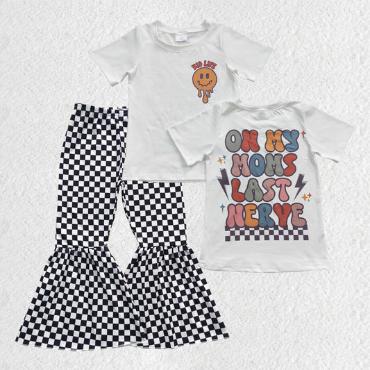 GSPO0826 smile girl checkerboard short sleeve girl outfit 20230801 RTS