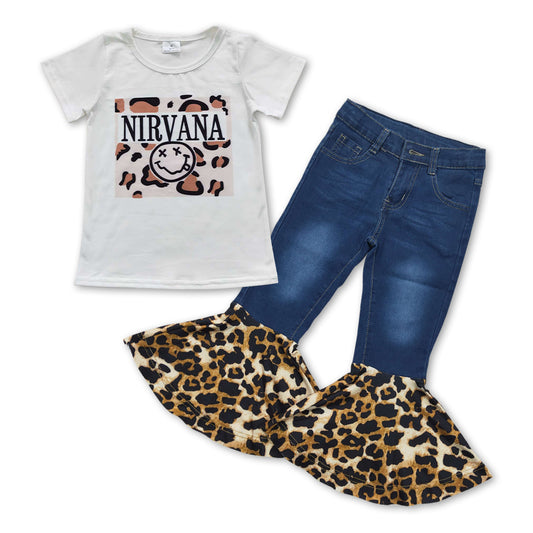 组合GSPO0842 smile western blue leopard buttons short sleeve stripe denim jeans girl outfit 20230812 RTS