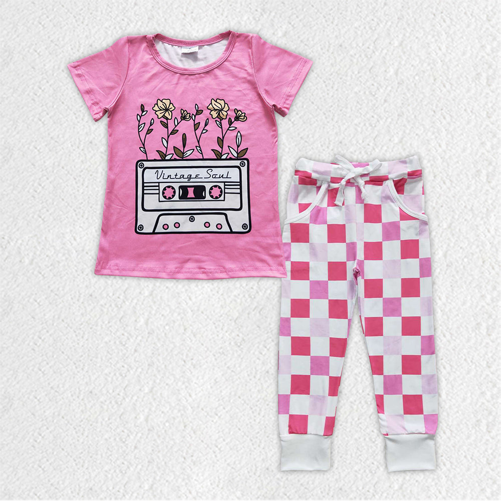 GSPO0908 short sleeve girl outfit RTS 20230920 RTS checkerboard stereo radio