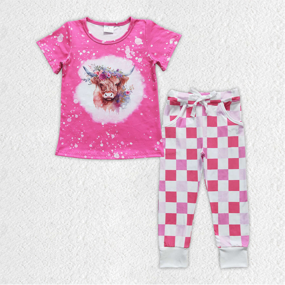 GSPO0910 short sleeve girl outfit RTS 20230920 RTS checkerboard cow