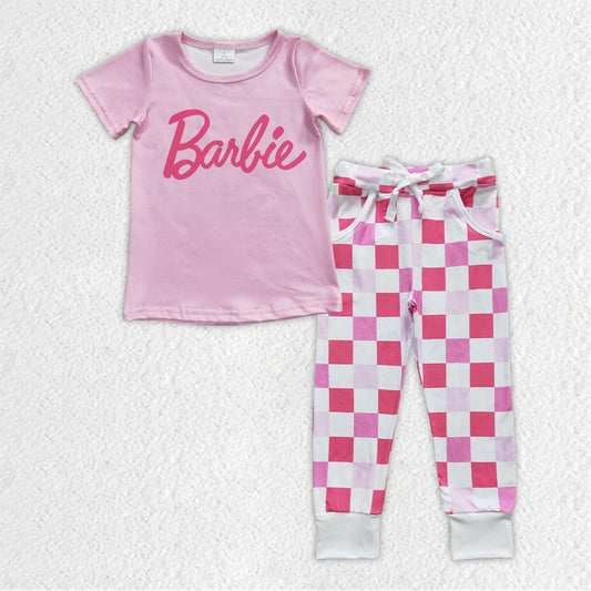 GSPO0911 short sleeve girl outfit RTS 20230920 RTS checkerboard barbie