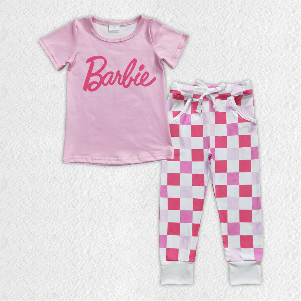 GSPO0911 short sleeve girl outfit RTS 20230920 RTS checkerboard barbie