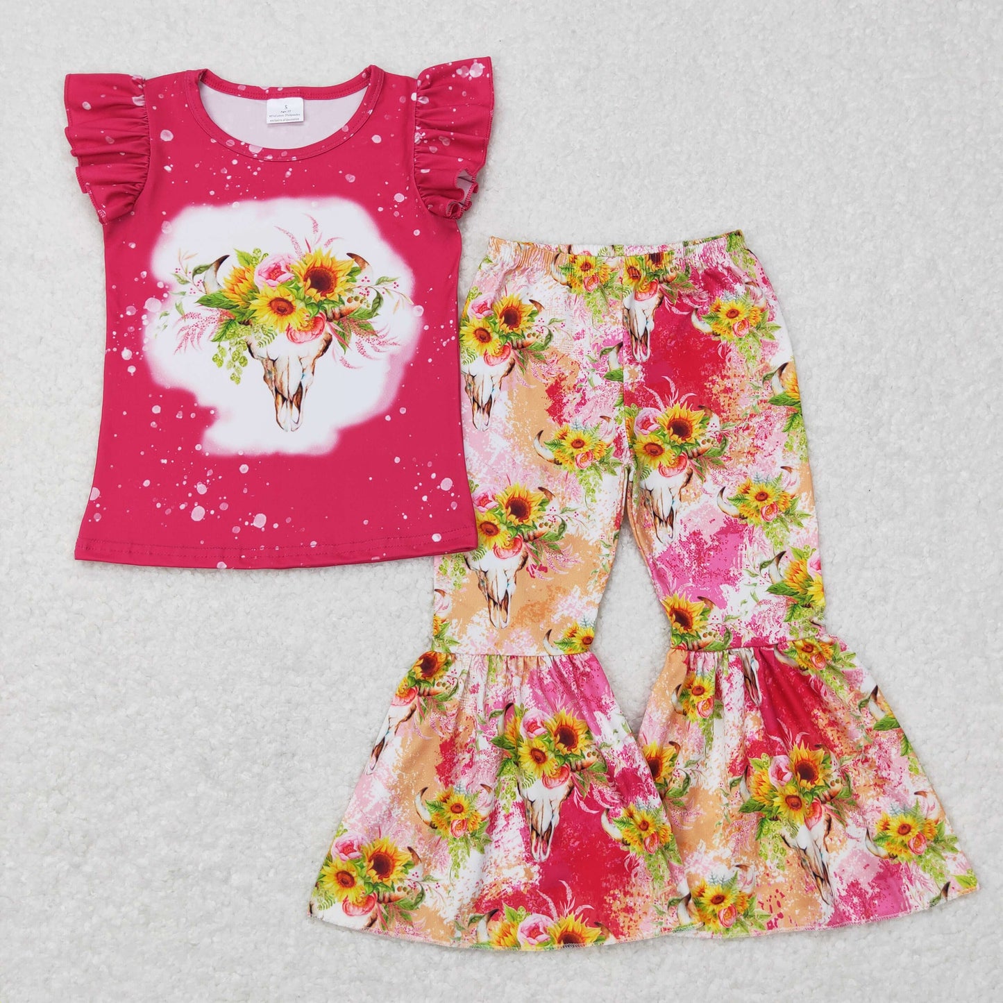 GSPO0913 RTS sunflower short sleeve bell girl outfit