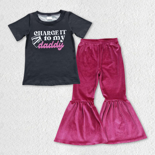 GSPO0929 Daddy's pink velvet Short sleeve farm girl outfit 20230925 RTS