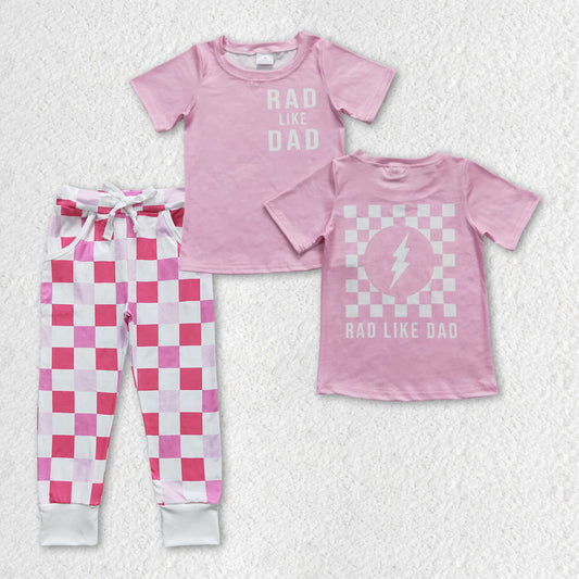 GSPO0932 western rad like dad short sleeves jogger checkboard girl outfit 20230925 RTS