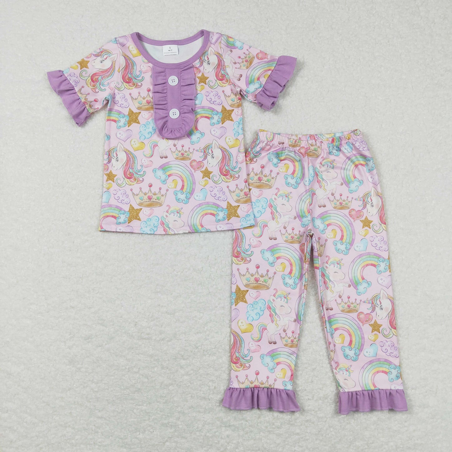 RTS unicorn rainbow short  sleeve girl pajamas GSPO0949  20231204