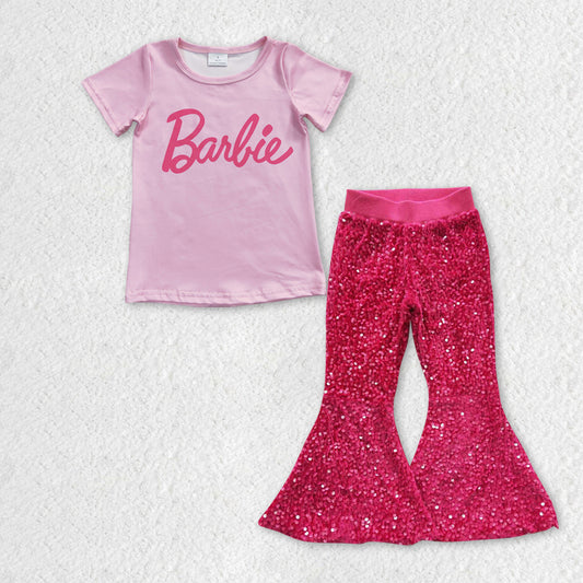 GSPO0950组合 RTS barbie short  sleeve sequin girl outfit 20231003 RTS