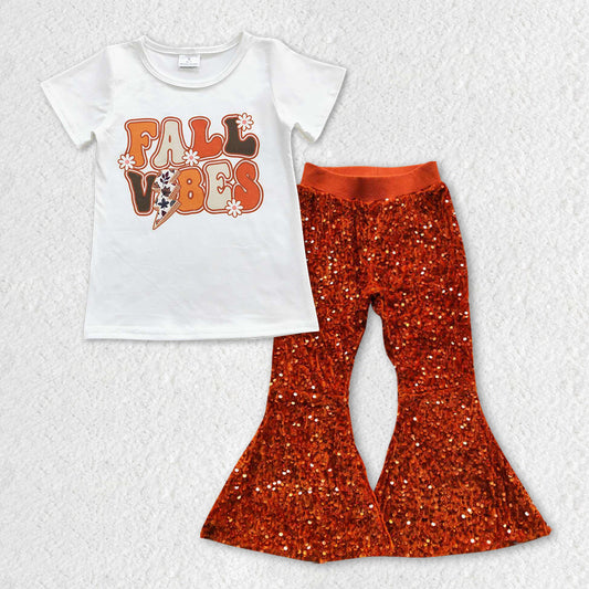 GSPO0955组合 fall vibe sequin pants short sleeve top girl outfit 20231004 RTS