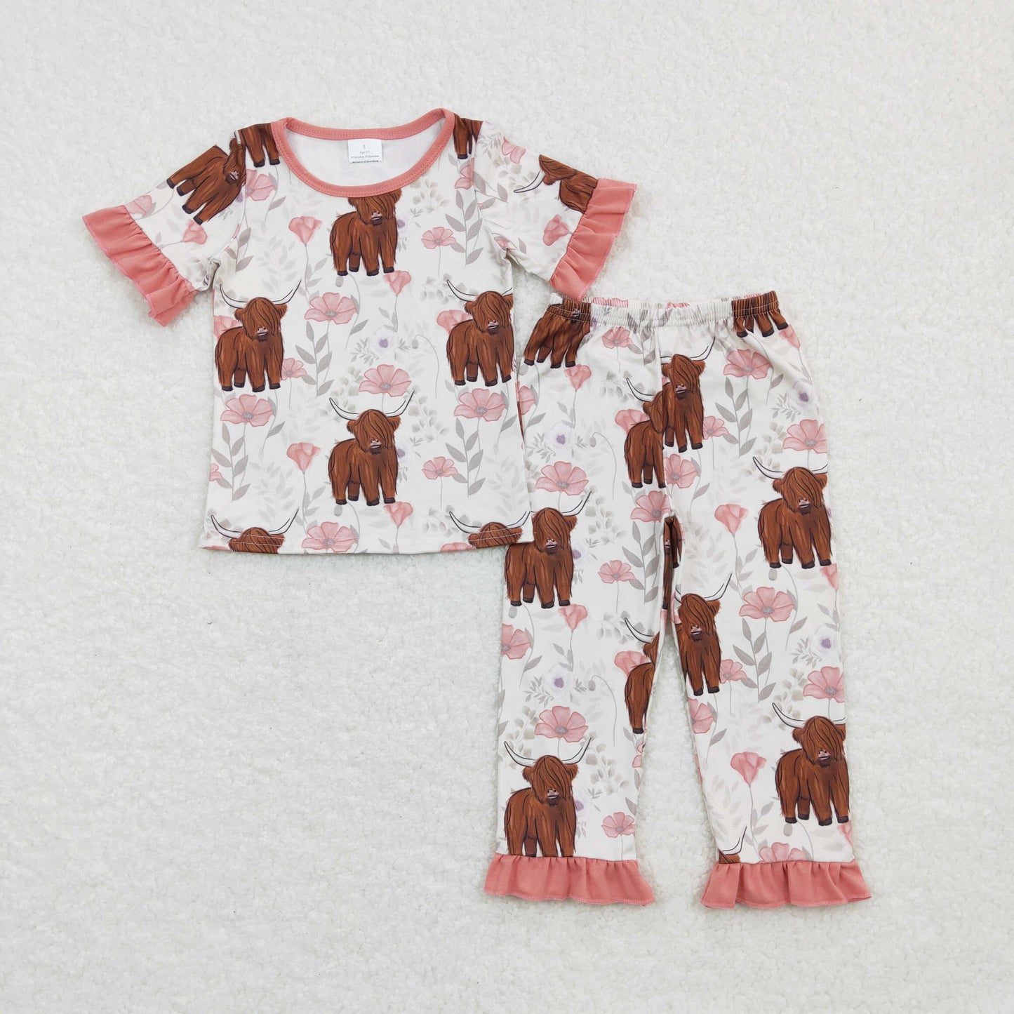 GSPO0962 western cow flower short sleeve girl pajamas outfit RTS 20231024