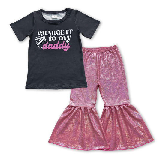 GSPO0968组合 satin fabric gilding pants daddly short sleeve children boys girl outfit RTS 20231007