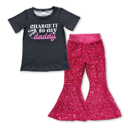 GSPO0970 RTS daddy short sleeve sequin girl outfit 20231007 RTS