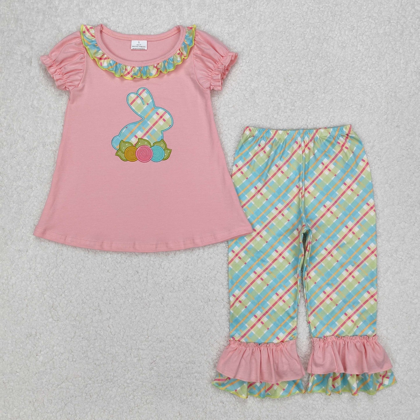 GSPO0974 Easter bunny short sleeve girl outfit RTS  202603