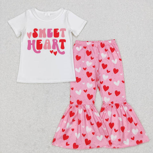 GSPO0984 Pink valentines love sweet heart short sleeve heart girl outfit RTS 20231111