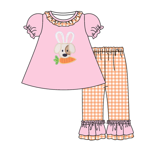 GSPO0989 western dog rabbits carrots girl short sleeve boy outfit preorder 20231019