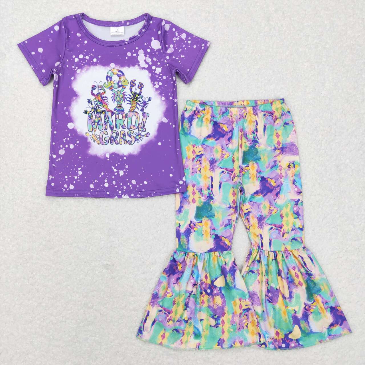 GSPO1016 western Mardi Gras short sleeve purple cray fish boy outfit RTS 20231121