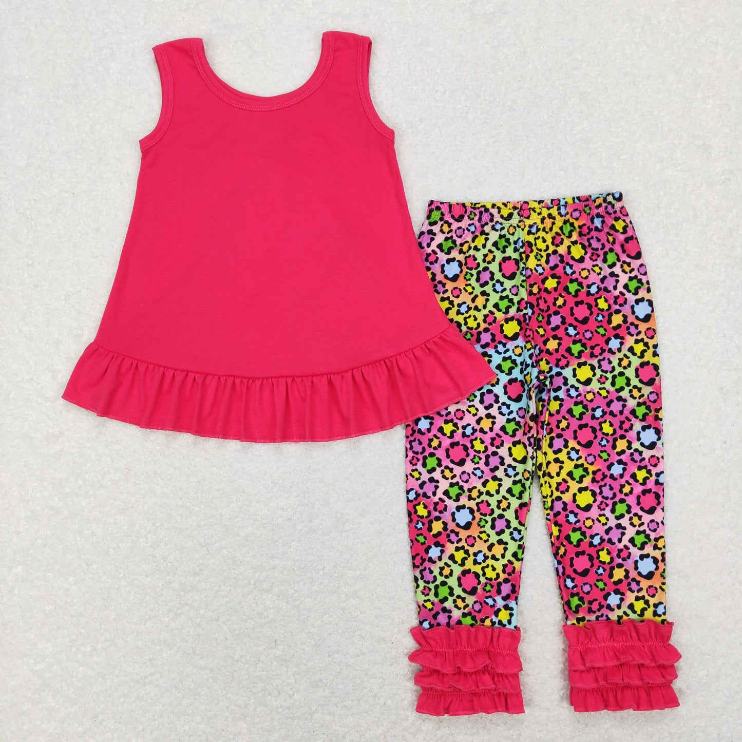 GSPO1097 RTS western short sleeve hot pink bow flowers cartoon doc girl pajamas outfit 2022312