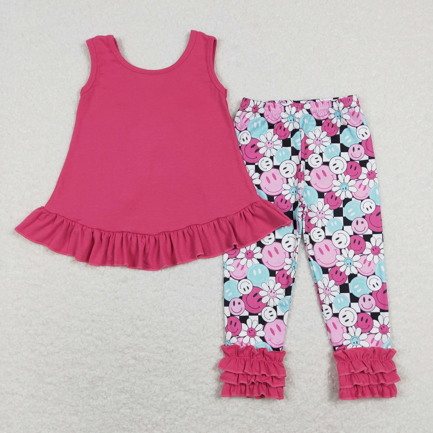 GSPO1098 RTS western bow flowers girl pajamas outfit 202401