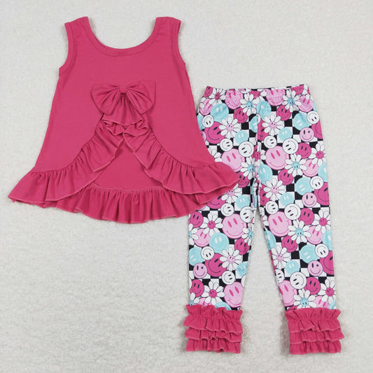 GSPO1098 RTS western bow flowers girl pajamas outfit 202401