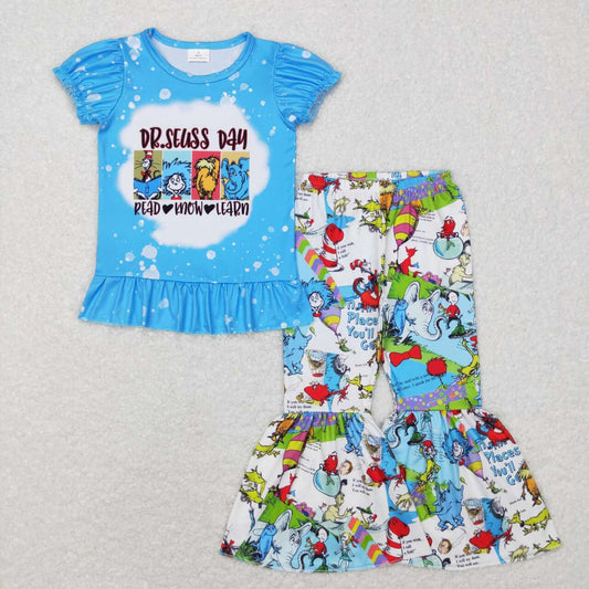 GSPO1099 preorder western short sleeve read blue cartoon doc girl pajamas outfit 202231123 RTS