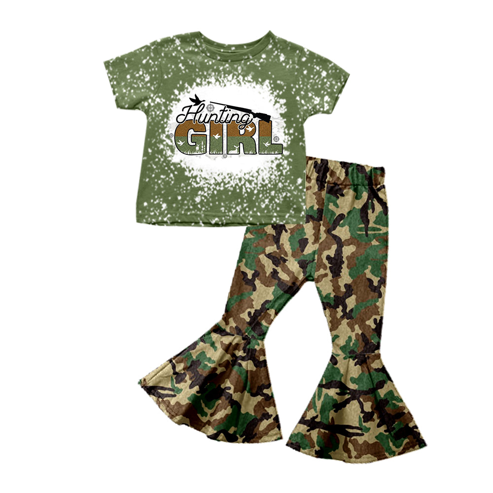 GSPO1101 preorder camo short sleeve kids girl pajamas outfit 202231108