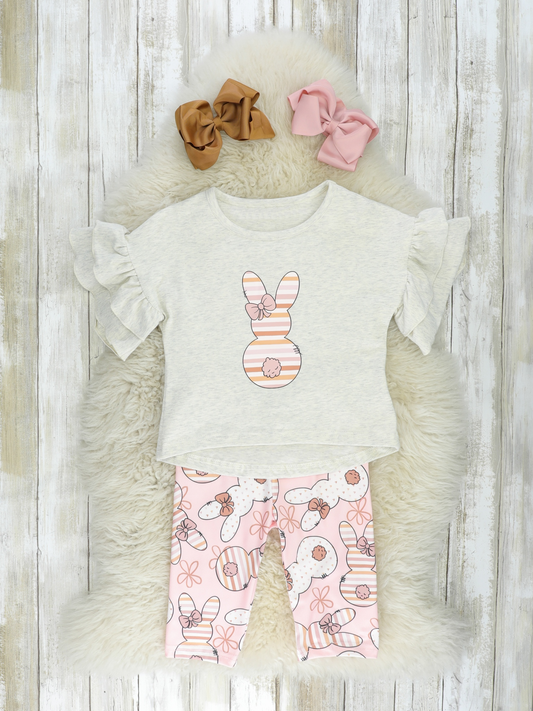 GSPO1105 preorder Easter bunny short sleeve girl pink  outfit 202231110