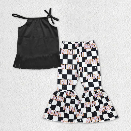 GSPO1185 checkerboard short sleeve suspender girl outfit 20231204