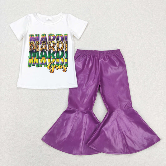 GSPO1281 Mardi Gras purple leather western  girl outfit  202312 RTS