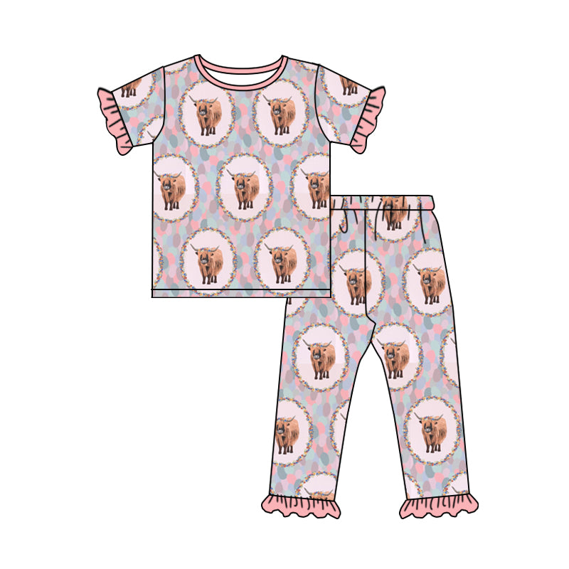 GSPO1317 preorder cow flowers girl pajamas outfit 2022312