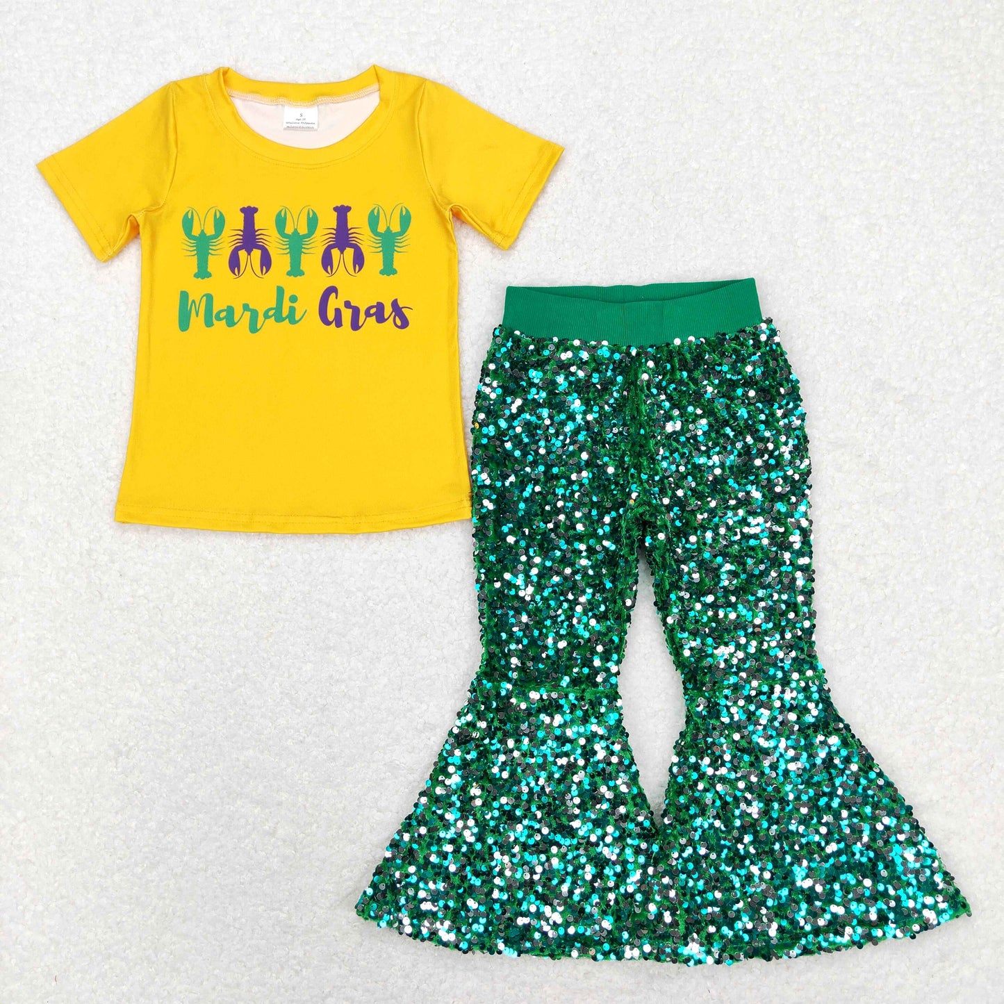 GSPO1355 Mardi Gras sequin girl outfit 202312 RTS