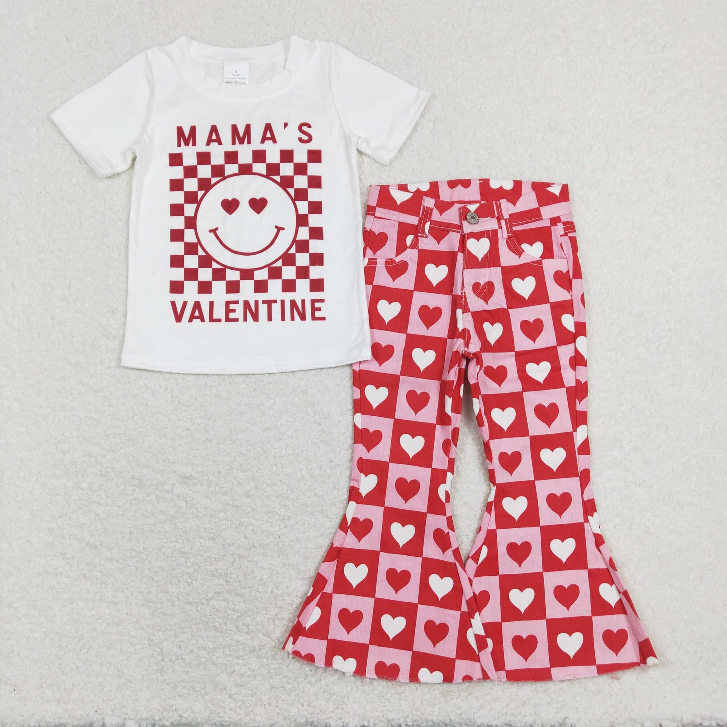 GSPO1363 denim mama's valentine love jeans girl outfit RTS