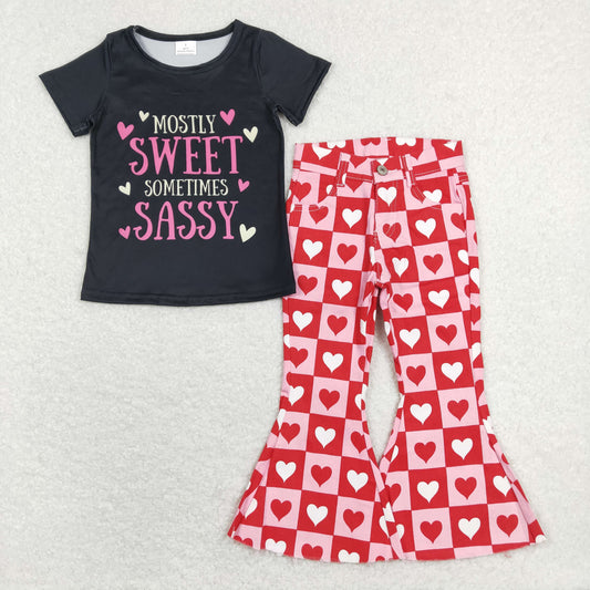 GSPO1364 denim sweet valentine love jeans girl outfit RTS