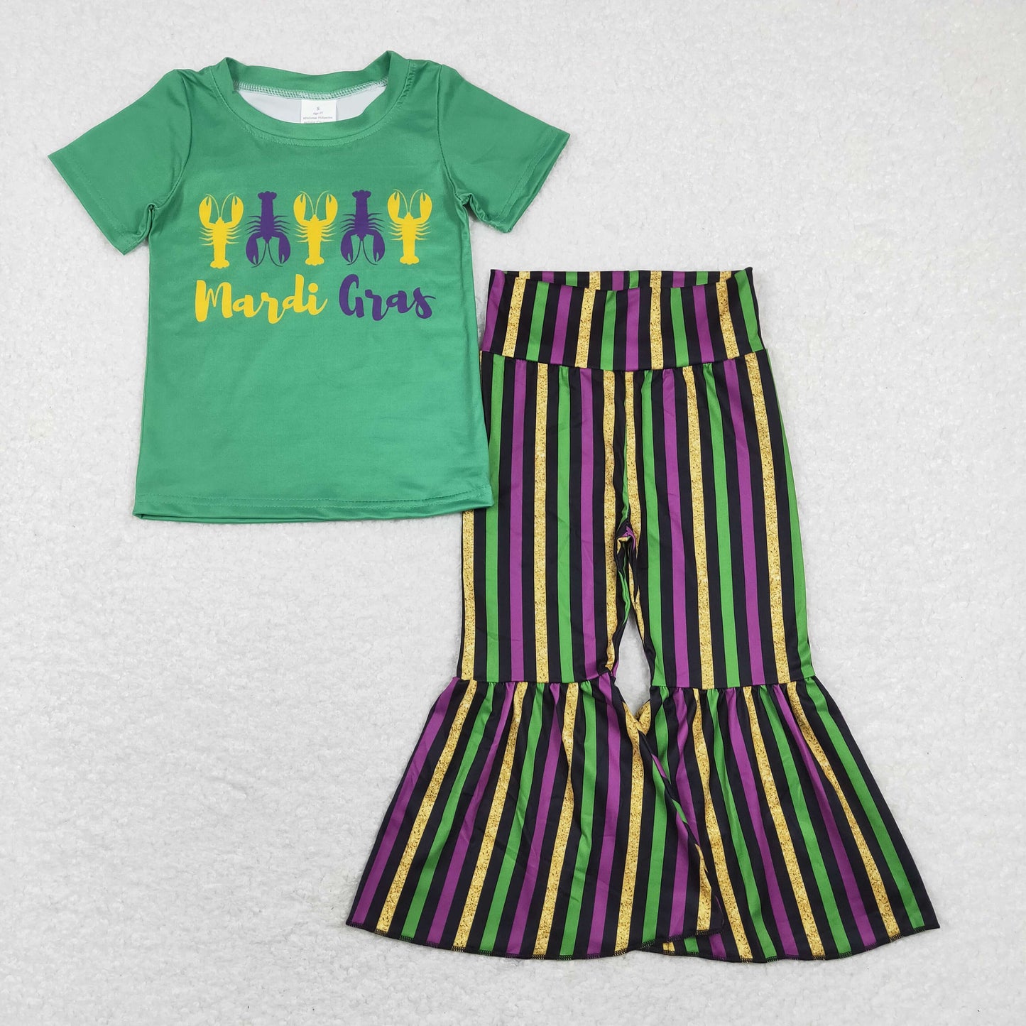 GSPO1392 RTS Mardi Gras cray fish flowers girl outfit 202401