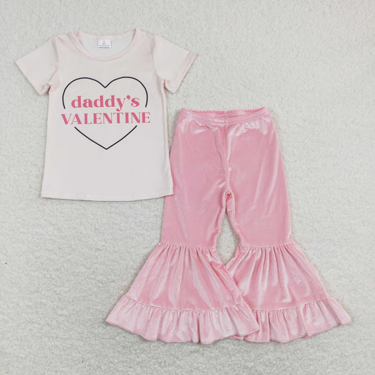 GSPO1397 daddy's valentine velvet pink pants girl outfit RTS 202401