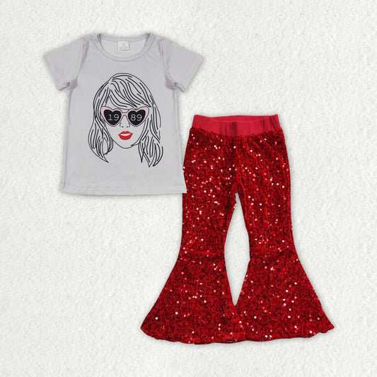 GSPO1457组合 1989 taylor sequin pants short sleeve top girl outfit 202402