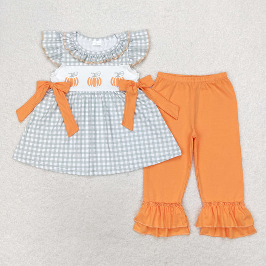 GSPO1533 girl  pumpkin pajamas outfit 202406 RTS