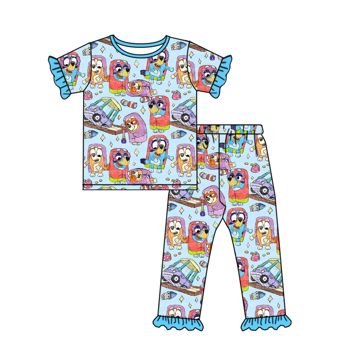 GSPO1544 girl  bluey dog pajamas outfit preorder 202404