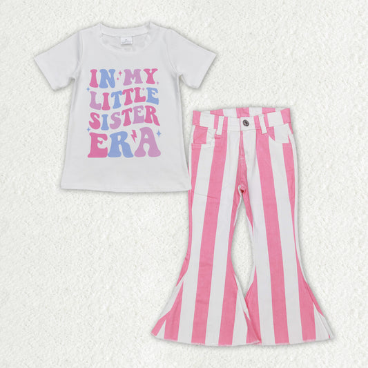 GSPO1595组合 RTS little sister Taylor swift denim  pink stripe jeans girl outfit  RTS 202405