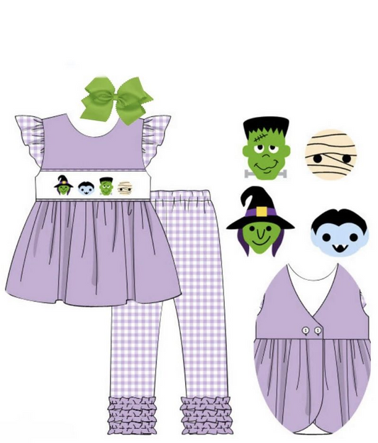 GSPO1637 purple pumpkin Halloween girl outfit preorder 202405