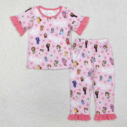GSPO1760  love RTS bluey dog  girl pajamas outfit 202502  sibling