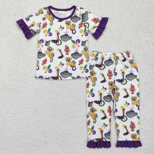 GSPO1921 Mardi Gras girl pajamas outfit 202412 RTS